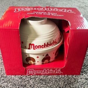 Monchhichi White & Red Noodle Bowl with Lid and Spoon